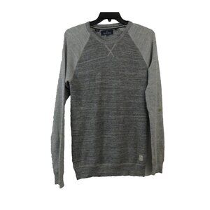 Buffalo David Bitton Sweater Lg Crewneck Gray Waffle Knit Pullover Long Sleeve